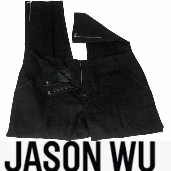 Vintage Jason Wu Moto Style Wool Zipper Trousers Gray 6 - Picture 3 of 16
